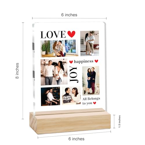 Image of Giftplease Customized Photo Frame with Wooden Stand | Transparent | Personalized Couple Picture Frame Gift for Girlfriend, Boyfriend, Husband, Wife |Anniversary, Wedding, Valentine s Day C 13