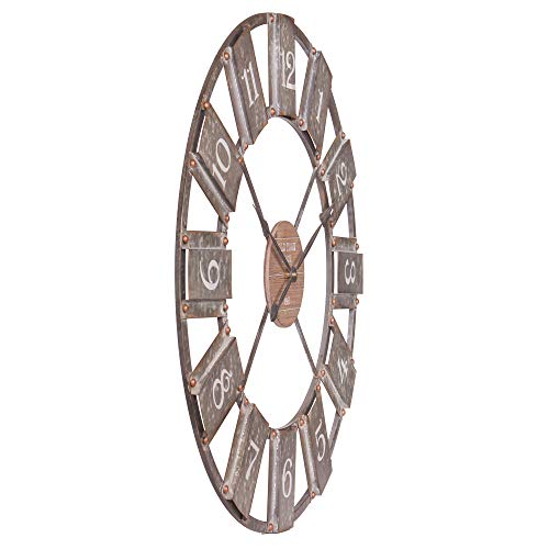 Patton Wall Decor 36" Galvanized Metal And Wood Windmill Clock #TOP3