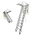 INTSUPERMAI Attic Ceiling Ladder Retractable Attic Folding Extension Ladder Loft Stairs Ladder Attic Stairs Pull Down Ceiling Mounted Folding Ladder 12 Steps Max 10ft Height 27.56 x 35.43inch Black