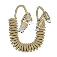 4 in 1 Retractable Charging Cable,Coiled USB C Cable for CarPlay&Android Auto, Multi Charger Cord with Lightning Cable/Type C/USB A Ports for iPhone/iPad/Samsung/Switch/PS5