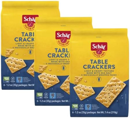Schar - Table Crackers - Certified Gluten Free - No GMO's, Lactose, or Wheat - (7.4 oz) 3 Pack