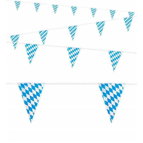 Widmann 03326 - Cadena de banderines Baviera 10m, de PVC, decoración, fiesta del lema, fiesta de la cerveza, fiesta popular