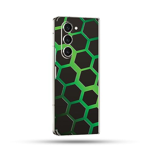 Image of MightySkins Skin Compatible with Samsung Galaxy Z Fold 5 Full Wrap - Green Hex | Protective, Durable, and Unique Vinyl Decal wrap Cover | Easy to Apply, Remove, and Change Styles | Made in The USA