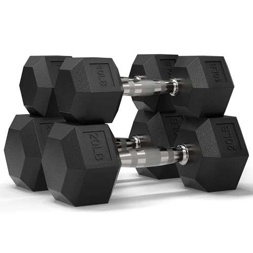 Image of Mikolo Dumbbell Sets with Rack, Rubber Hex Dumbbells, Multiple Choices in 160 /200 /380 /450 /550LB, Hand Weights with Chrome Handle for Strength Training