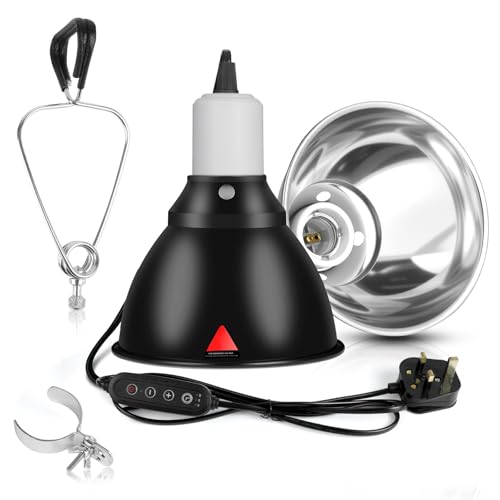 HOTUT Tortoise Heat Lamp with Clamp Dimmable UVA UVB Light Reptile Kit for Terrapin Tank Vivarium Reptile Heat Lamp with Timer Terrarium Hood Light for Tortoise Snake Frog Lizard Chicks