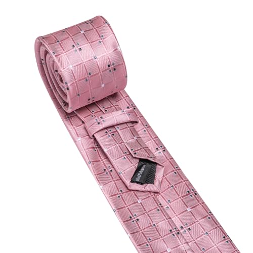 Image of YOHOWA Men Plaid /Striped Ties Set Silk Business Wedding Formal Fashion Necktie and Pocket Square Cufflinks Set