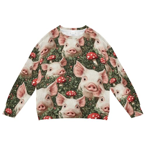 JUNZAN Cute Pet Pig Green Kids Girls Hoodie Sweatshirt Fleece Hoodies for Girls Party 4T