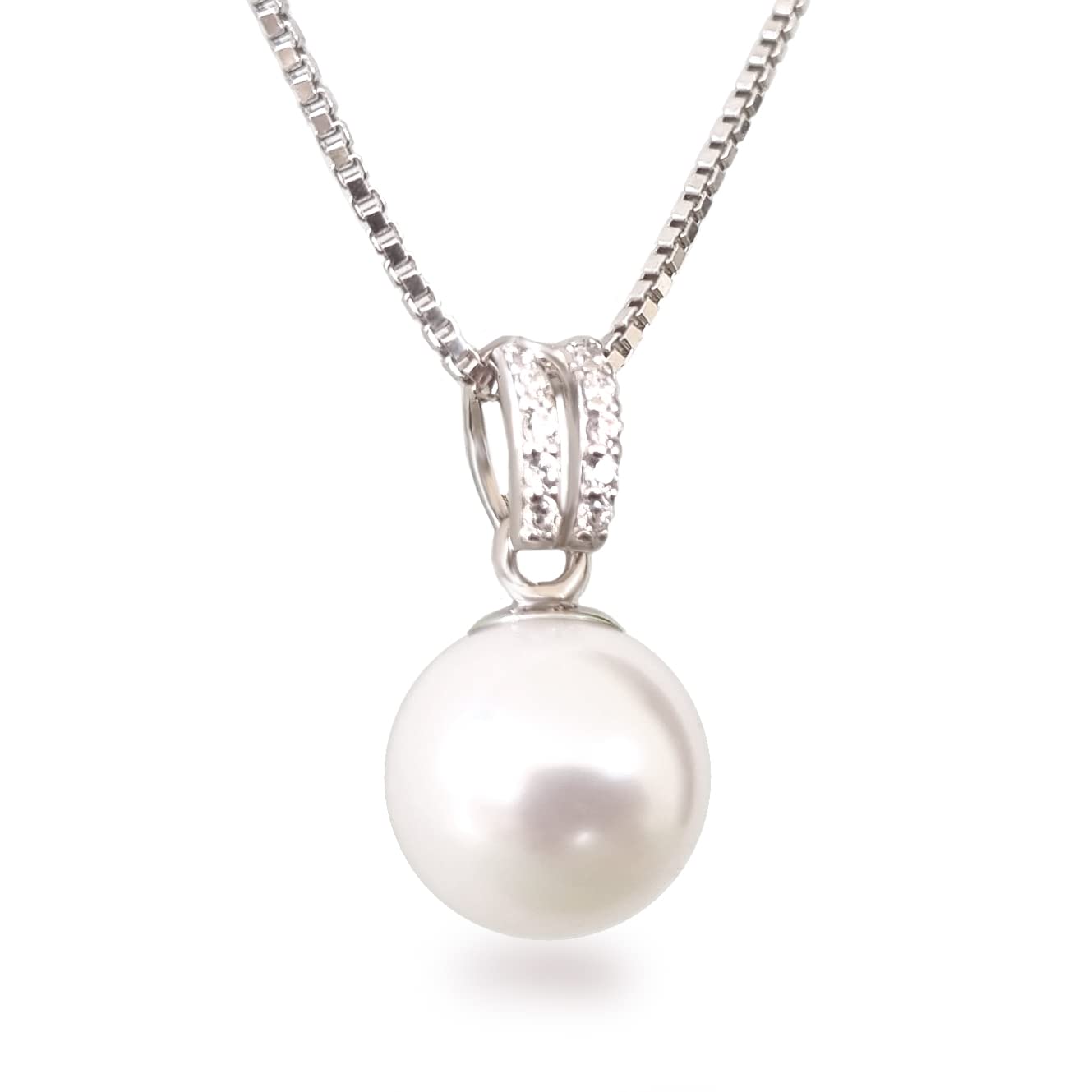 Schöner-SD - Parure con collana e orecchini, con perle in argento 925 rodiato