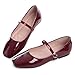 TN TANGNEST Women's Ballet Flats Fashion Mary Jane Flats Shoes for Women Cute Square Toe Slip on Dress Flats Wine red 38(6.5)