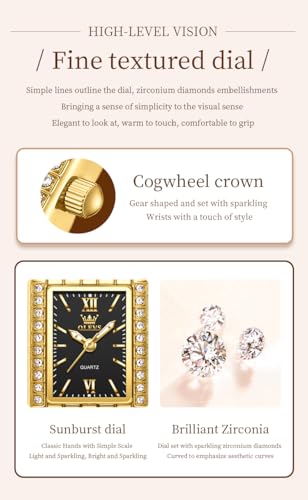 Image of OLEVS Watch for Women Stylish Analog Quartz Luxury Gold Stainless Steel Strap Diamond Black Dial Elegant Casual Ladies Watch