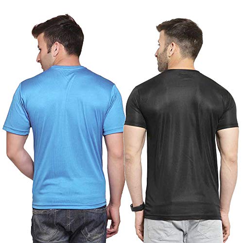 Image of TQH Men Dri Fit Polyester Half Sleeve Round Neck Multicolor t Shirts - Combo Set of 2
