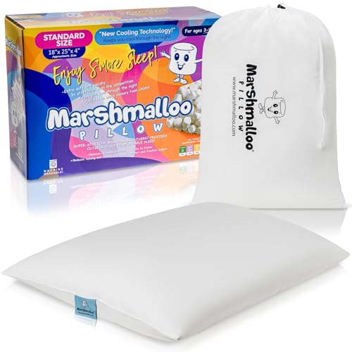 Marshmalloo Pillow, Neck and Shoulder Support, Sleep Cooler, Longer, & Pain Free (Queen Size, Soft)