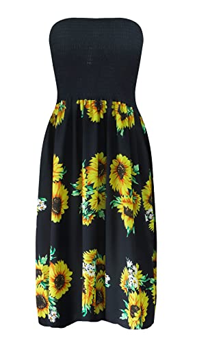 Image of Zyyfly Strapless Dress for Women Summer Beach Boho Smocked Tube Top Dress
