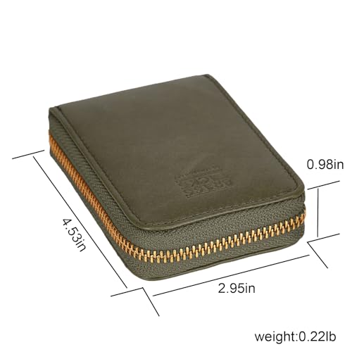 Image of Vintage Full Top Grain Leather Wallet RFID Blocking Multi Card Case with Zipper Pocket Card Holder for Men Women Gift Box