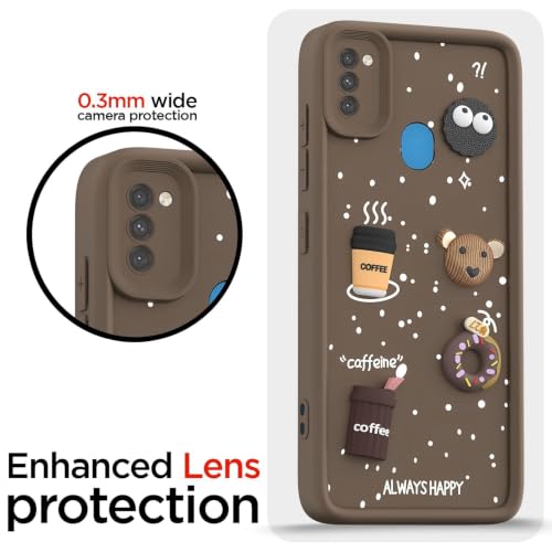 Image of Bintage Back Cover Compatible for Samsung A11 / M11 | Cute Fun Ball | 3D Taddy Smiley Coffee | Milk Case | Full Body Protection - Brown