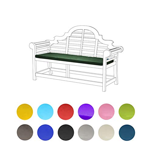 Gardenista Lutyens Garden Bench Cushion Pad | Outdoor Summer Patio Furniture 3 Seater | Water Resistant Material | Thick Foam Filling | Lightweight and Comfy (Green)
