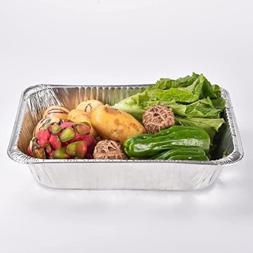 100 x ALUMINIUM FOIL CONTAINERS WITH LIDS LARGE FOIL CONTAINERS WITH LIDS TAKEAWAY FOIL CONTAINERS PERFECT FOR HOME AND TAKEAWAY SIZE - 6A