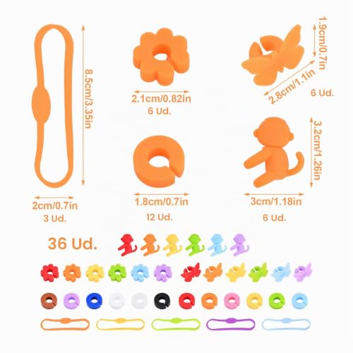 Miniatura 2 de Aohyue 36 Piezas Marcadores De Copas De Vino, Silicona Reutilizable Identificadores Para Fiestas, Anillo De Colores Y Formas Variadas Para Cóctel Y Champán