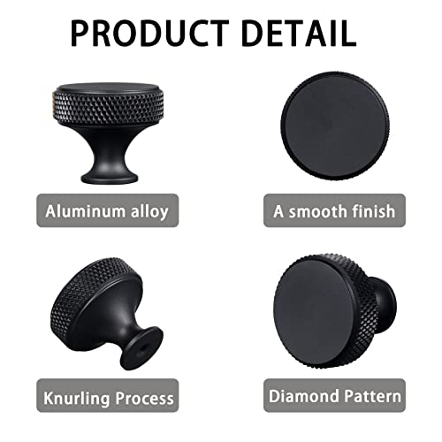 Gtkhaappy 12-Pack (6.2'' Total Length) Cabinet Handles Modern Cabinet Pulls (5" Hole Center) & 6-Pack Cabinet Knobs Black Knurled Drawer Dresser Knobs #TOP5