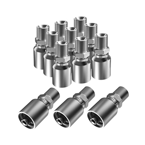 Image of 12PCS 1 /4 inch NPTF Male Hydraulic Hose Fittings, Hydraulic Hose Crimp Fitting Ends for Air Hose Repair Kit