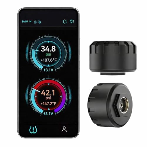 Hyphoon Motorcycle Tire Pressure Monitoring System, Bluetooth TPMS for Motorcycles – Real-Time Tire Pressure & Temperature Monitor with Dual External Valve-Stem Sensors, Waterproof Wireless TPMS (2)