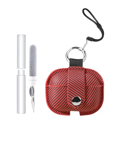 Case for AirPods Pro 3 - Faux Leather Protective Cover,toergy Wireless Earbuds Shockproof & Scratch Resistant Case with Precise Cutouts, Comfortable Touch,Red