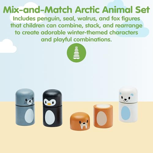 Image of PlanToys Arctic Animal Matching Wooden Montessori Learning Toy | Educational Matching Game for Memory, Sorting and Visual Skills | Eco Friendly Fine Motor and Early Cognitive Activity