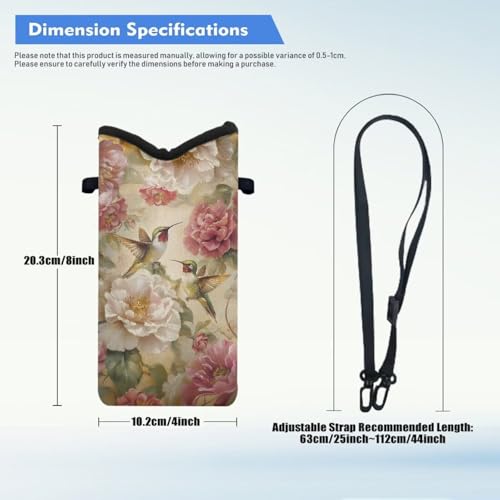 Image of Women Small Crossbody Bag Fashion Phone Pouch with Adjustable Strap Lightweight Mini Smartphone Purse Travel Essentials, Vintage Hummingbird Floral