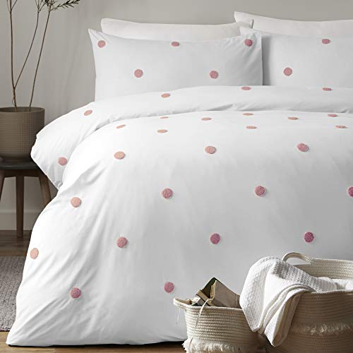 Appletree Garden-Duvet Cover Set, 100% Cotton, White with Pink Dots, Double