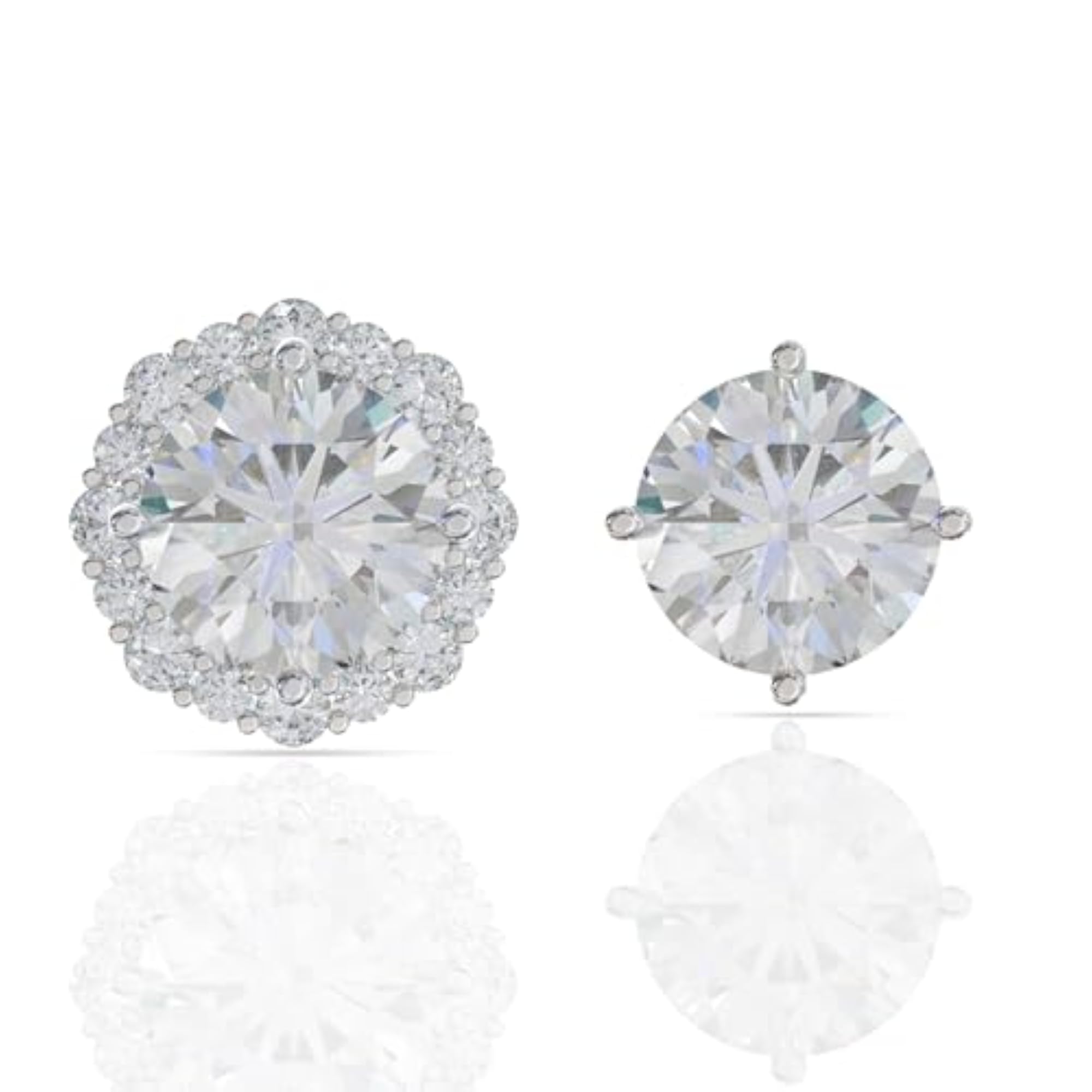 925 Sterling Floral & Round Jacket Convertible Stud Earrings