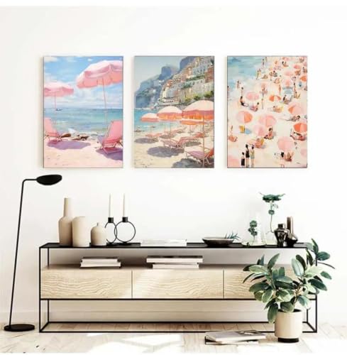 Pintura sobre lienzo de alta calidad con diseño de vacaciones en la playa vintage