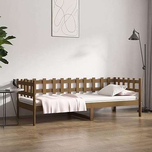GCHDHAPB Home-Camas y accesorios, camas y marcos de cama, cama de día sin colchón, color marrón miel, 90 x 190 cm, madera maciza de pino