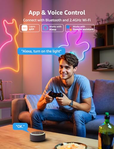 Lepro N1 AI Smart Neon Rope Light 3M RGB+IC, Works with Alexa & Google Assistant, Music Sync LED Lights for Bedroom, App Voice Control, Personalized AI Lighting Designer, IP65 Waterproof, No Remote - Image 4