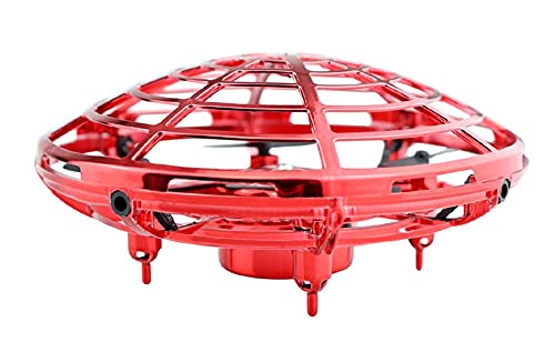 NQHYMX Gundam Remote Control Colorful Light Sensor Quadrocopter Children's Toy UFO Mini Drone Suspended Rotating Flying Saucer (Color : Red+Remote Control)