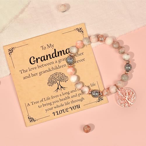 Parma77 Mothers Day Gifts for Grandma Mimi Nana, Tree of Life Bracelet, Natural Stone Nana Grandma Mimi Bracelets for Women3