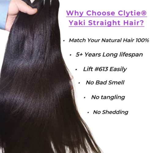 Last 5 Years Raw Light Yaki Straight Relaxed Straight Human Hair 2 Bundles Natural Coarse Yaki Kinky Straight One Donor Virgin Hair Weave For Black Women (12" 14") #TOP1