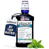 ioRinse AC Anticavity Fluoride Mouthwash - Alcohol-Free Molecular Iodine Mouth Wash Fights Tooth Decay & Protects Enamel - Safe Mint Rinse for Sensitive Mouths - Potent Bad Breath Protection - 33.8 oz