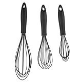 NOLITOY Batidor de Silicona 3 Piezas Pequeño Mediano Grande para Cocina Batidor Manual Antiadherente Resistente al Calor Espumador de Huevos y Leche Utensilio para Hornear y