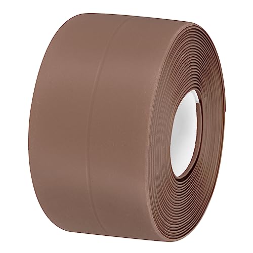 sourcing map Waterproof Seal Caulk Strip Tape Self Adhesive, 1pcs 10.5 Ft L x 1.5" W PVC Sealing Tape Caulking Tape for Kitchen Countertop, Bathroom, Toilet, Bathtub Floor Wall Corner, Brown