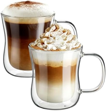 ecooe 2x350ml Double Walled Coffee Glass Mug Cappuccino Latte Mac...