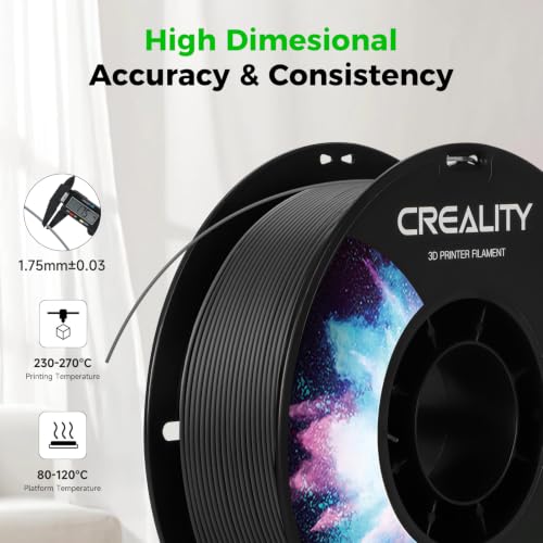 Image of Creality Black & Black PETG 1.75mm Filament 2KG, 3D Printer Filament Bundle, Excellent Toughness High Precision, Odorless Non-Toxic Moistureproof, Glossy, Accuracy + /- 0.02mm