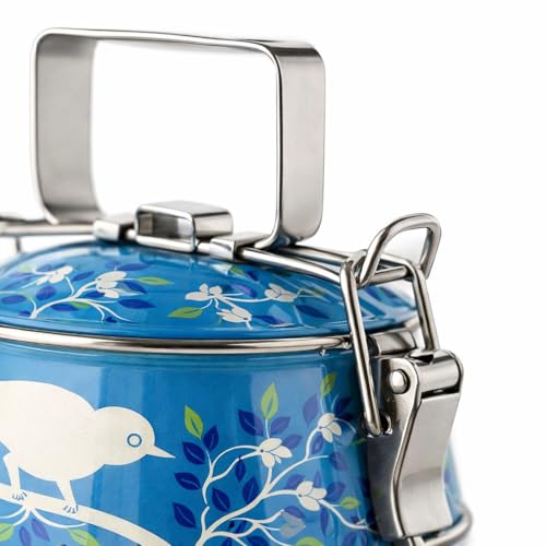 Image of iHandikart Handpainted Multiple Tier Decorative Stainless Steel Tiffin Box, With Lid and Handle, Color - Multicolor, Perfect Used For - Festival Gifts, School and Office Use (IHK-HPT3-007)