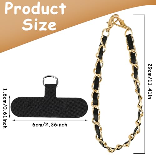 Amaxiu Kurz Handykette, handyschlaufe Handgelenk Leder&Metall Handyanhänger Handschlaufe Universal Handy Kette Handyanhänger Smartphone Luxus Handyband(schwarz)