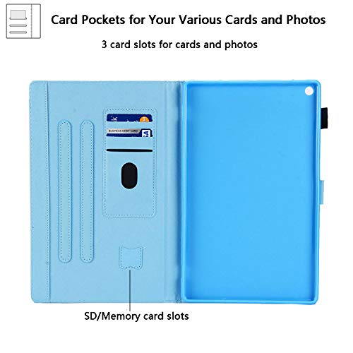 Kindle Fire Hd 10 Tablet Case 9Th And 7Th Generation With Pencil Cards Holder, Uucovers Smart Folio Stand Synthetic Leather Cover [Auto Wake/Sleep] For Amazon Fire Hd 10.1 Inch 2019/2017, Cute Cat #TOP5