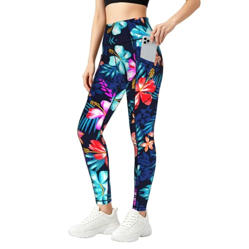Leggings con estampado floral azul para lucir un estilo fresco del gimnasio al día a día