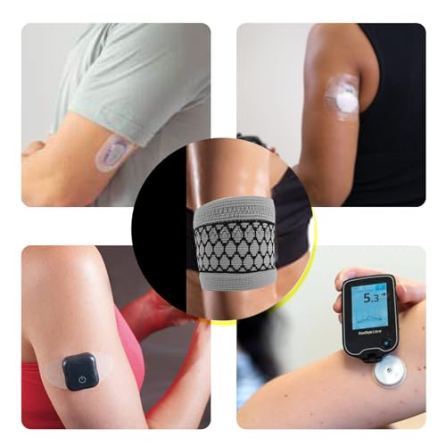 Diabetic Arm Band for CGM Sensor Protective Dia Band suits Freestyle Libre Medtronic Dexcom Sensor Cover for Medical Device GRAY (XS)