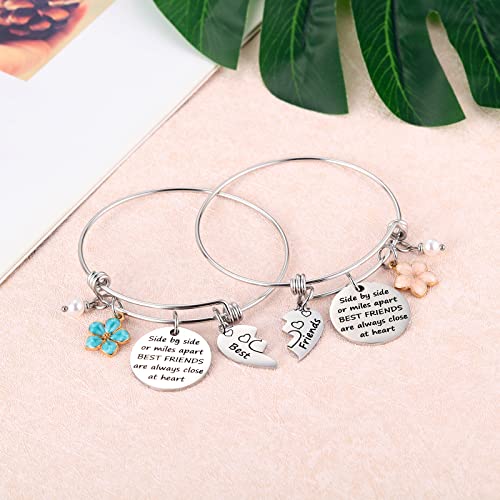 Friendship Bracelet Set of 2 for Best Friends, Best Friend Jewelry for 2 Teen Bestie, Long Distance Bff Matching Heart Bangle for Valentines Day Birthday Christmas4