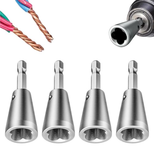 Image of Wire Twister Tool for Drill,Wire Twister Portable Wire Nut Twister Wire Twisting Tool 6mm Hex Shank Cable Quick Stripping for Power Drill (Silver-4pcs)