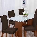 Capas Para Cadeira Elásticas Malha Gel para Mesa de 6 Lugares Para Cozinha Sala de Jantar (Marrom)
