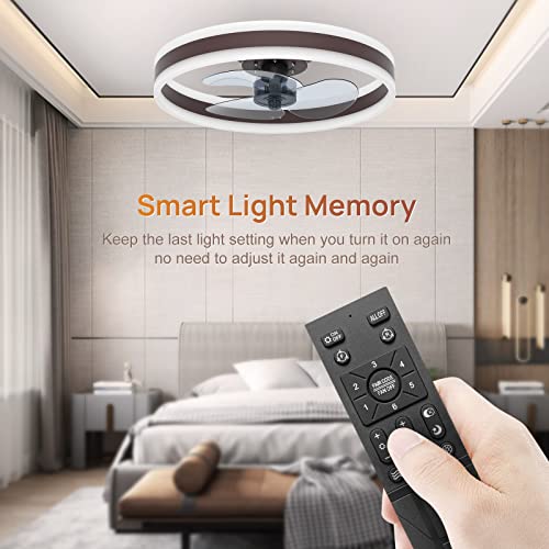 Werbuy 16'' Ceiling Fans With Lights And Remote App Control, Low Profile Flush Mount Small Ceiling Fan For Bedroom Kitchen Tv Room With 6 Speeds/Quiet Reversible Dc Motor/Smart Timing -3 Abs Blades #TOP3